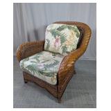 Wicker Armchair w/ Floral Cushions