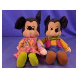 (2) Vintage Mickey & Minnie Plush Dolls