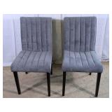 (2)Gray Ribbed Upholstered Dining Chairs Duo