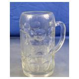Dimpled Glass Beer Stein Mug w/ Handle