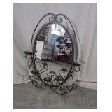 Metal Framed Wall Mirror w/ Candle Holders