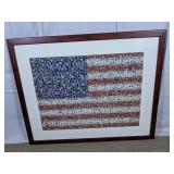 Framed American Flag Stamp Collage Wall Art