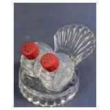 Glass Salt & Pepper Shakers w/ Tray