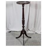 Round Wood Pedestal Accent Table Dark Finish
