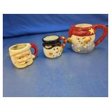 Festive Christmas Santa and Snowman Mini Mugs