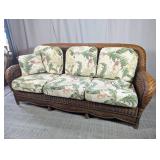Wicker Couch w/ Floral Cushions