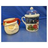 Santa Face Mug and Lidded Holiday Mug Set