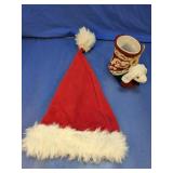 Holiday Santa Hat & Puppy Knit Bootie Decor Set