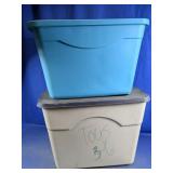 (2)Plastic Storage Totes w/Lids Duo