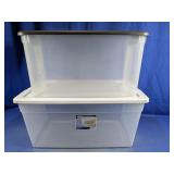 (2)Sterilite Large Clear Storage Totes w/ Lids Duo