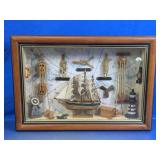 Nautical Ship & Rope Knot Shadow Box Decor