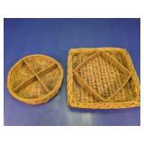 Wicker Divided Serving Baskets Set