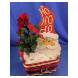 Holiday Santa Basket w /Tree & String Lights