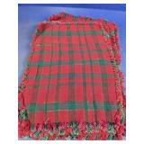 Red Green Plaid Woven Cloth w/ Fringe