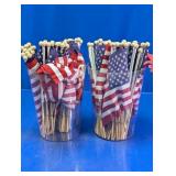 Mini American Flags in Plastic Buckets