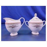 Floral Glass Creamer Sugar Bowl Set