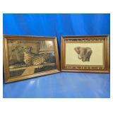 (2) Framed Wildlife Tapestry Art Pieces