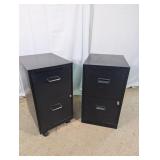 (2)Black 2-Drawer Metal Filing Cabinets Duo