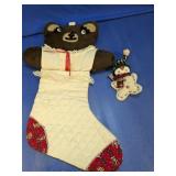 Bear Christmas Stocking & Snowman Ornament