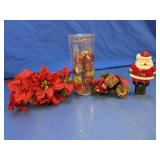 Santa Nightlight and Poinsettia Decor Lot