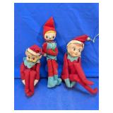 Vintage Poseable Felt Christmas Elf Ornaments