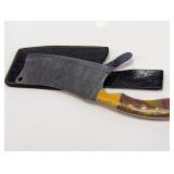 Damascus Steel Meat Cleaver with Leather Sheath