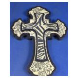 Decorative Black Cream Cross Plaque