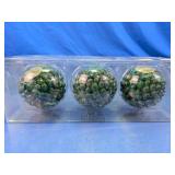 Glitter Pinecone Candles Green Decorative Set