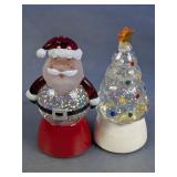 Santa & Christmas Tree Glitter Figurines