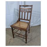 Vintage Wood Cane Seat Spindle Back Dining Chair