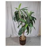 Large Faux Tropical Croton Floor Plant in Basket