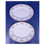 Floral Oval Glass Serving Platters Set