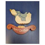 Wooden Goose & Merry Christmas Banner Wall Decor