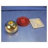 Chrome Sphere Votive Holders with Glass Bases