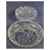 Cut Glass Decorative Dish Set Fruit Design
