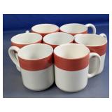 (7)Hand-Painted Terracotta Style Mugs Lot