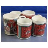 (5)Mixed Design Coca-Cola Ceramic Mugs Lot