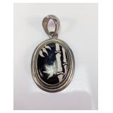 Oval Bamboo Motif Inlay Pendant