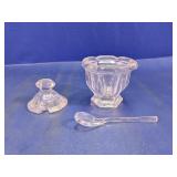 Baccarat Harcourt Crystal Jam Pot w/Spoon Set