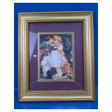 Framed Vintage Style Print of Children and Dog