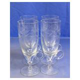 Vintage Etched Glass Irish Coffee Mugs Set