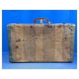 Brown Textured Suitcase w/ Metal Hardware