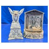 Gargoyle Statue & Welcome Thermometer Decor
