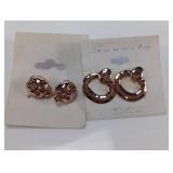 Rose Gold Tone Skull and Serpent Earring Set