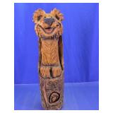Hand-Carved Wooden Bear Log Statue Decor