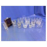 Assorted Glassware and Crown Royal Flask Set