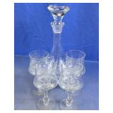 Etched Ship Glass Decanter & Glasses Set