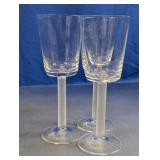 (3)Stemmed Glass Goblets Frosted Stems Trio