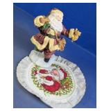 (2)St. Nick Figurine & Santa Cross-Stitch Doily