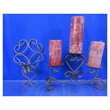 (2)Wrought Iron Candle Sconce & Candelabra Duo